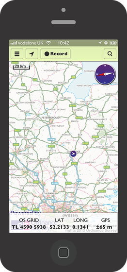 Ordnance Survey app map screen